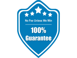 no fee unless we win 100% guarantee badge