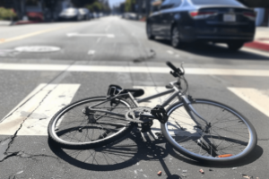 broken bike in the middle of an Anaheim street