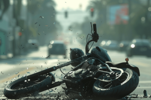 motorcycle crash on a busy street in Anaheim